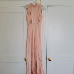 Elegant Peach Satin Lulu's Gown-XS